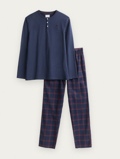 PIJAMA FRANELA CUADROS AZUL MARINO