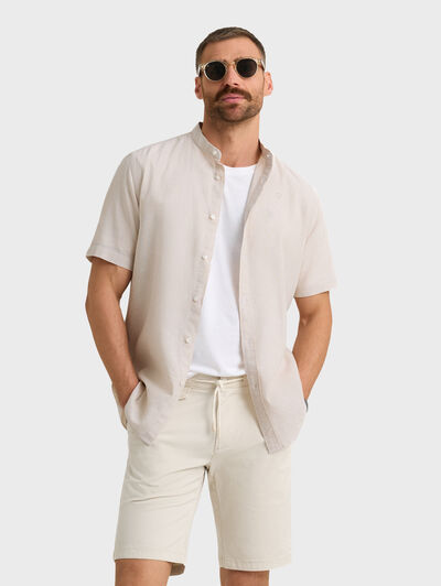 CAMISA LINO M.CORTA MAO BEIGE