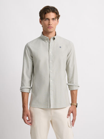 CAMISA OXFORD RAYAS DOWN VERDE