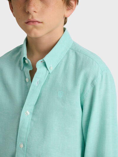 CAMISA LINO C.BOTON KIDS VERDE