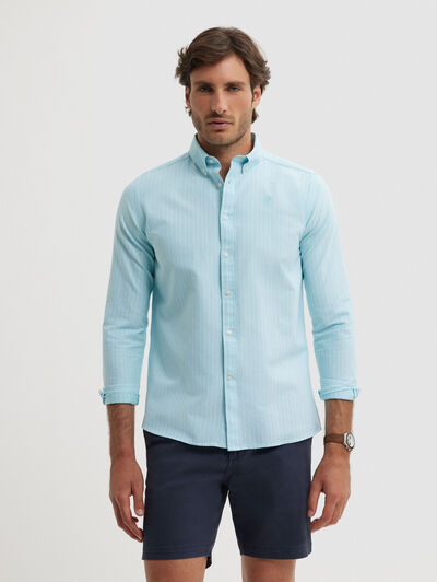 CAMISA OXFORD STRIPES TURQUESA