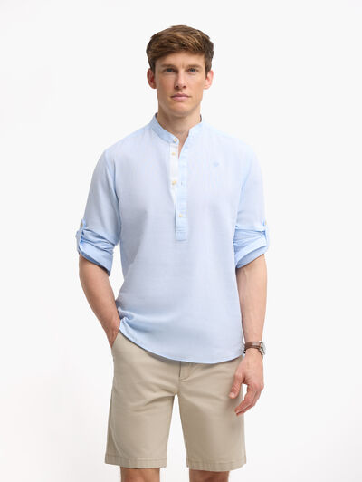 POLERA MAO CONTRASTE CELESTE