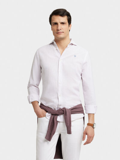 CAMISA LINO RAYAS JK ROSA