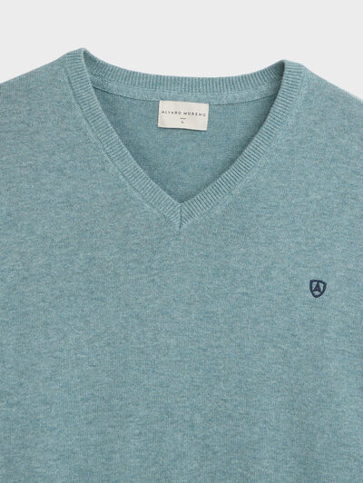 JERSEY V-NECK TRENDY TURQUESA