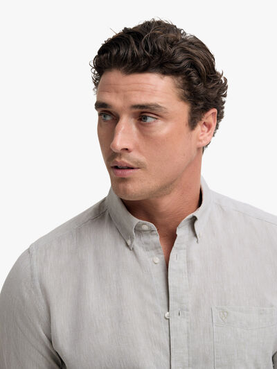 CAMISA LINO BOLSILLO VERDE