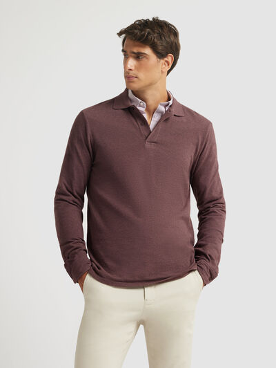 POLO MELANGE M/L BURDEOS