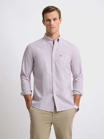 CAMISA OXFORD STRIPES BURDEOS