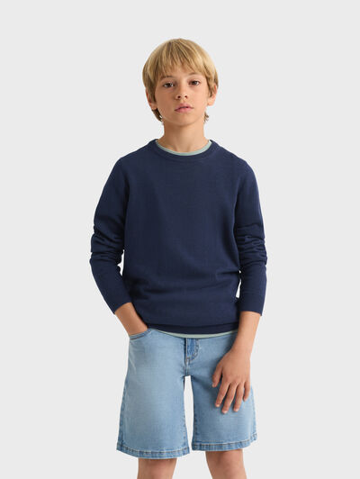 JERSEY ROUND NECK KIDS AZUL MARINO