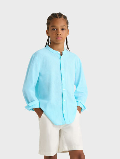 CAMISA LINO MAO KIDS VERDE AGUA