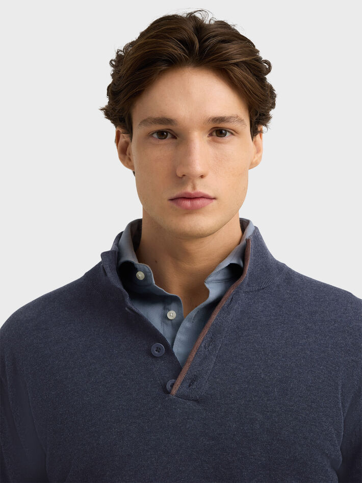 JERSEY BUTTON COLLAR AZUL