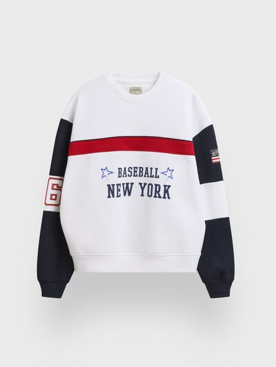 SUDADERA BASEBALL BLANCO
