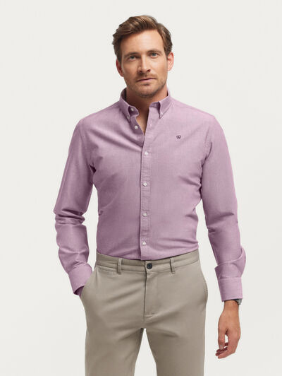CAMISA OXFORD SOLID BURDEOS