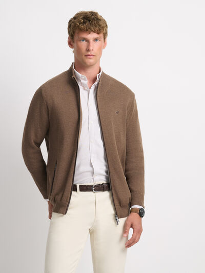 CARDIGAN CONTRASTE CAMEL