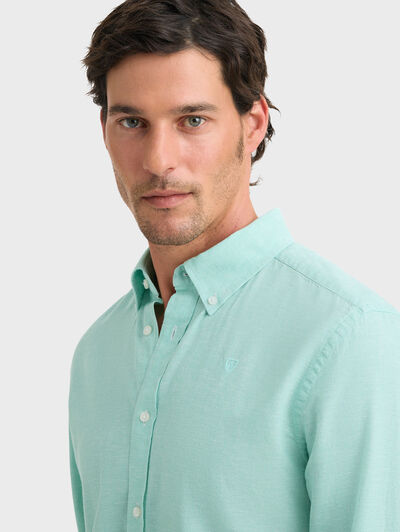 CAMISA LINO C.BOTON VERDE