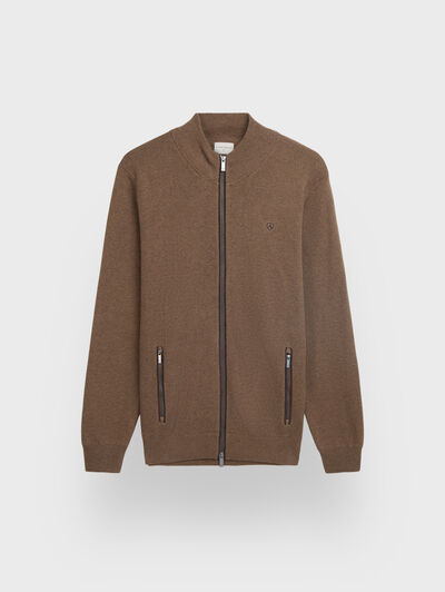 CARDIGAN CONTRASTE CAMEL