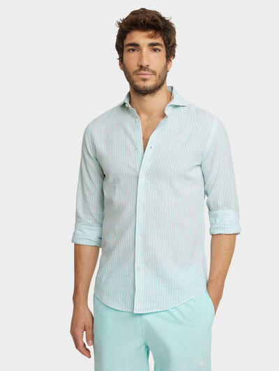 CAMISA LINO RAYAS JK VERDE AGUA