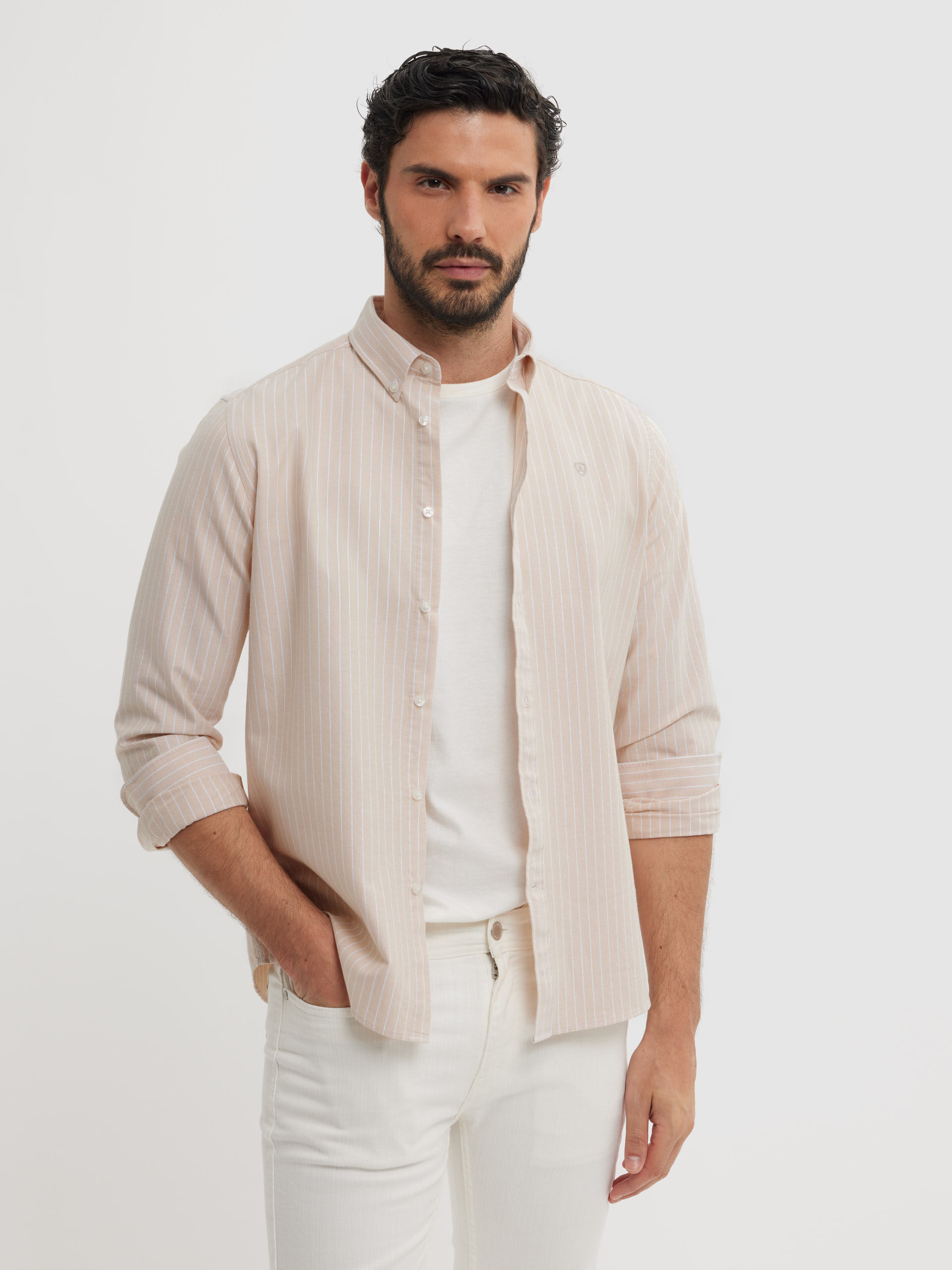 CAMISA OXFORD STRIPES BEIGE