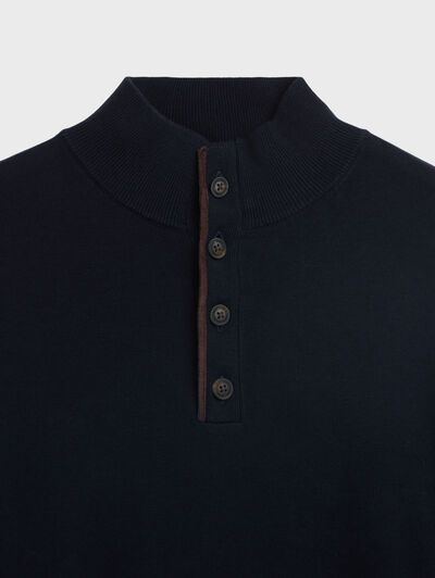 JERSEY BUTTON COLLAR AZUL MARINO