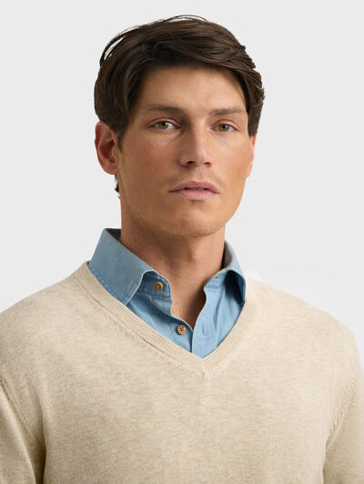 JERSEY V-NECK BEIGE