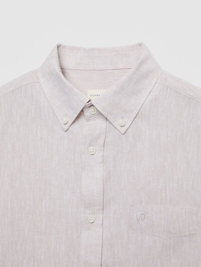 CAMISA LINO BOLSILLO BEIGE