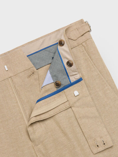 PANTALON CAPO ESPIGA LINO CAMEL