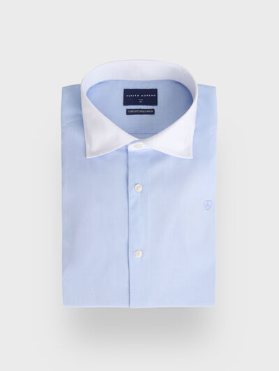 CAMISA FIL A FIL C.BLANCO CELESTE