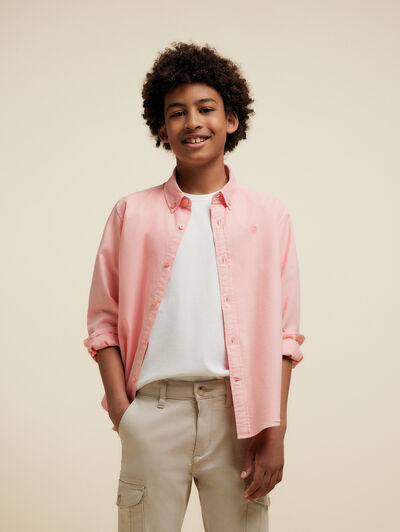 CAMISA OXFORD DYE KIDS CORAL