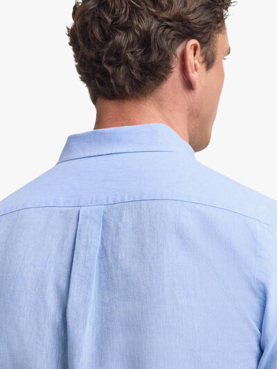 CAMISA LINO BOLSILLO AZUL