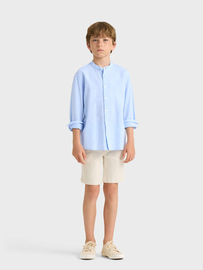 CAMISA LINO MAO KIDS CELESTE