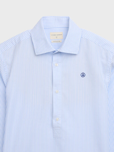 POLERA OXFORD RAYAS CELESTE