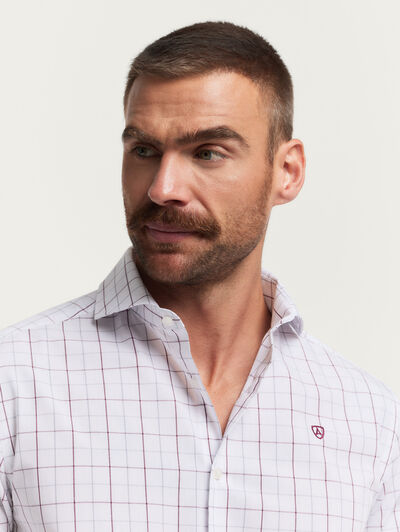 CAMISA POPELIN CUADROS BURDEOS