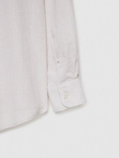 CAMISA LINO PATA GALLO BEIGE