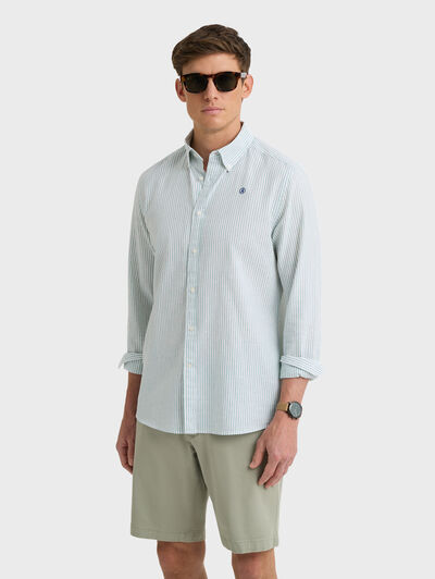 CAMISA LINO STRIPES VERDE