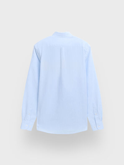 CAMISA LINO C.BOTON CELESTE