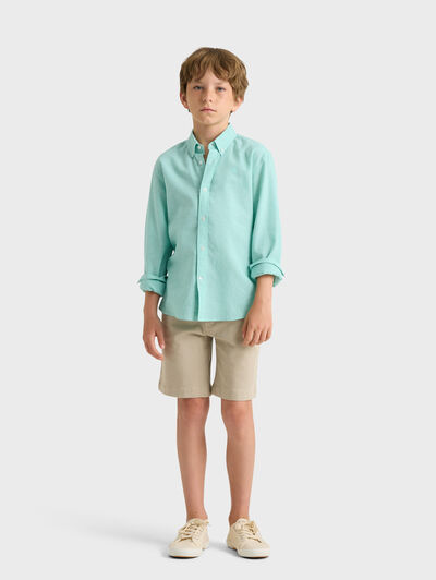 CAMISA LINO C.BOTON KIDS VERDE