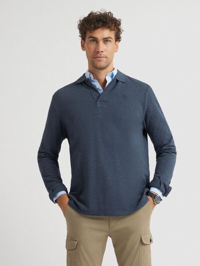 POLO MELANGE M/L AZUL