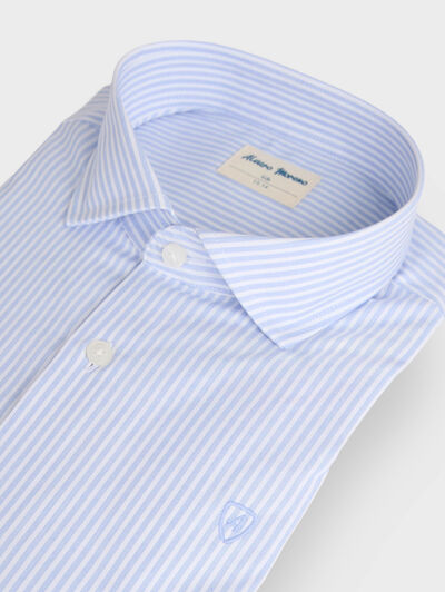 CAMISA VESTIR RAYAS KIDS CELESTE