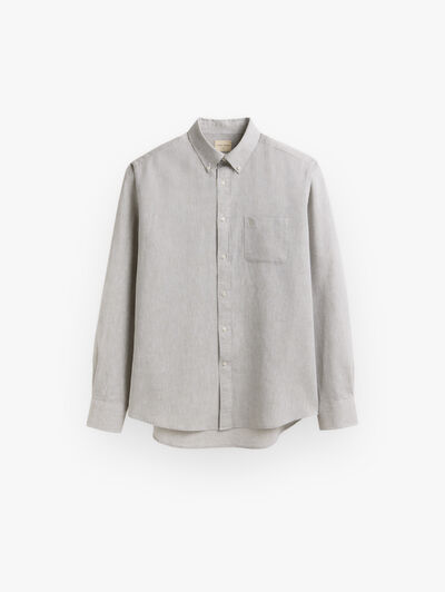 CAMISA LINO BOLSILLO VERDE
