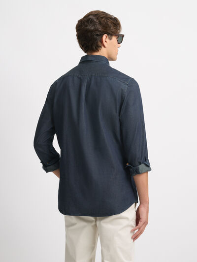 CAMISA DENIM BOLSILLOS AZUL MARINO