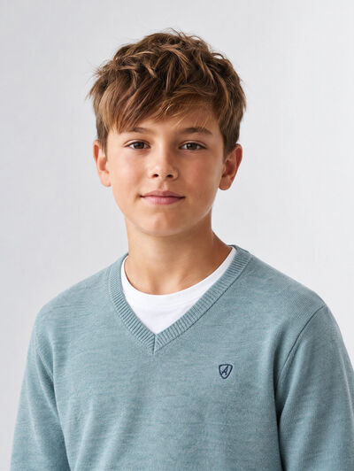 JERSEY V-NECK KIDS TURQUESA