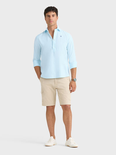 POLERA OXFORD RAYAS VERDE AGUA