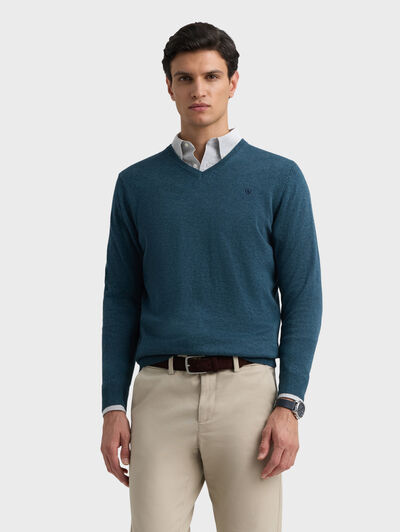 JERSEY V-NECK BASIC AZUL