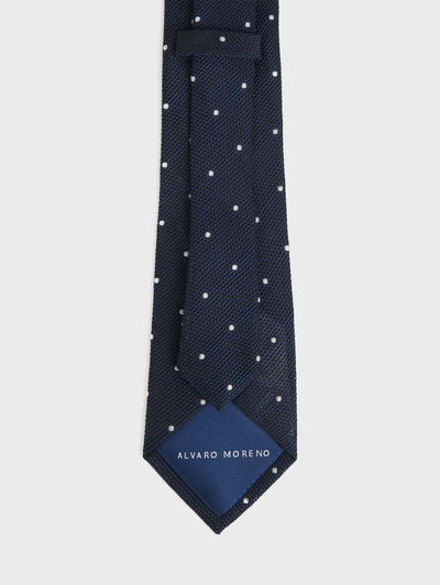 CORBATA GRENADINE LUNARES AZUL MARINO