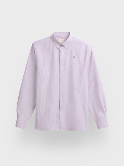 CAMISA OXFORD STRIPES BURDEOS