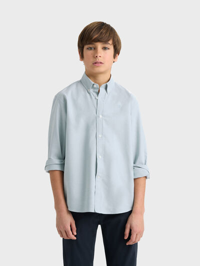 CAMISA OXFORD SOLID KIDS AZUL