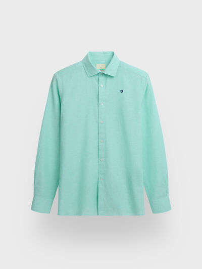 CAMISA LINO CHAMBRAY VERDE AGUA