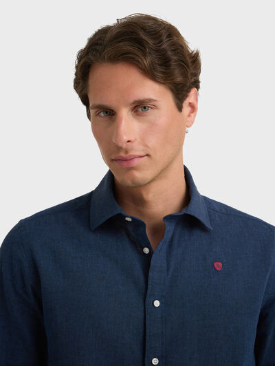 CAMISA LINO CHAMBRAY AZUL MARINO