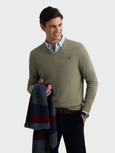 JERSEY V-NECK BASIC VERDE