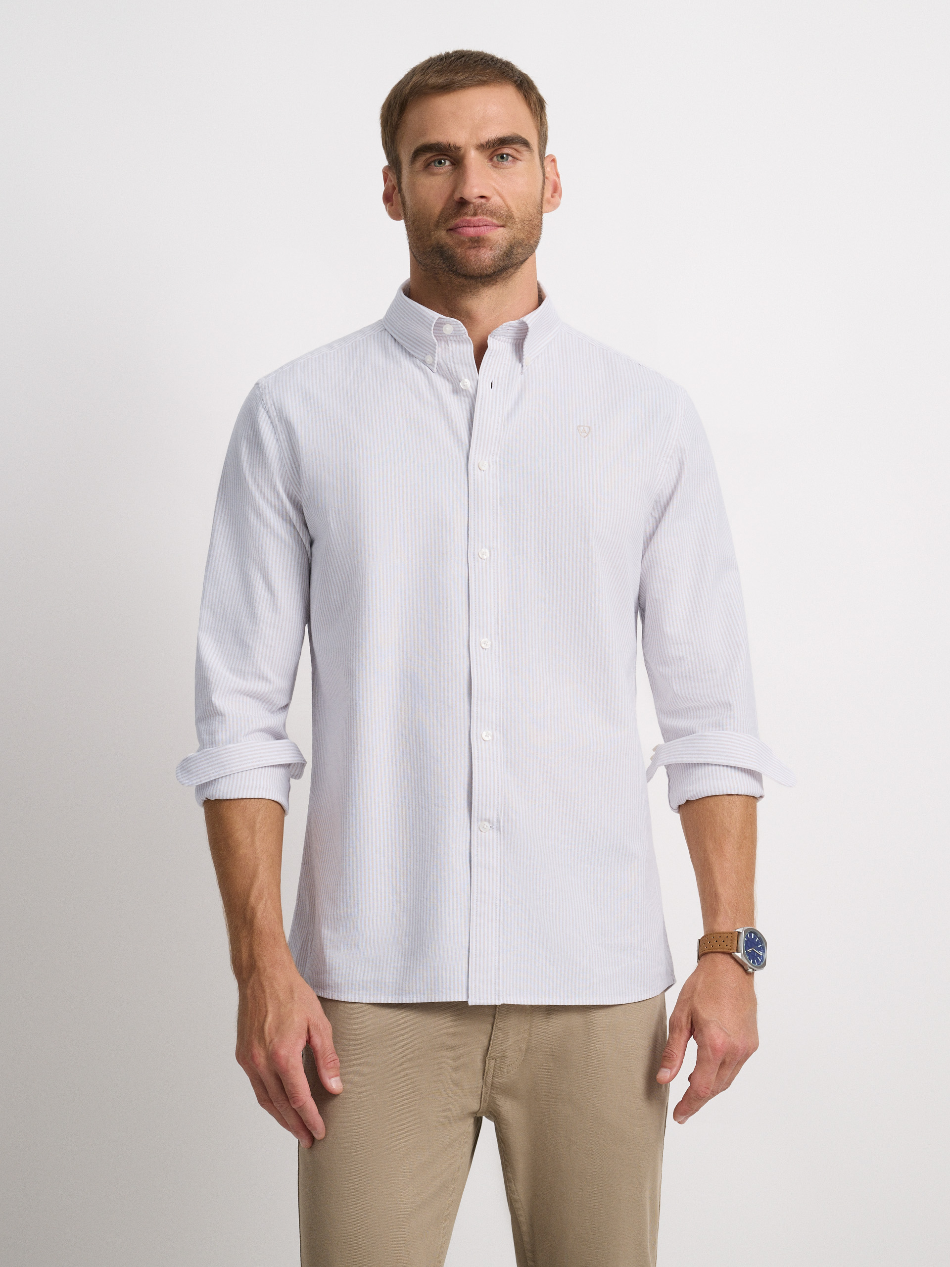 CAMISA OXFORD STRIPES BEIGE