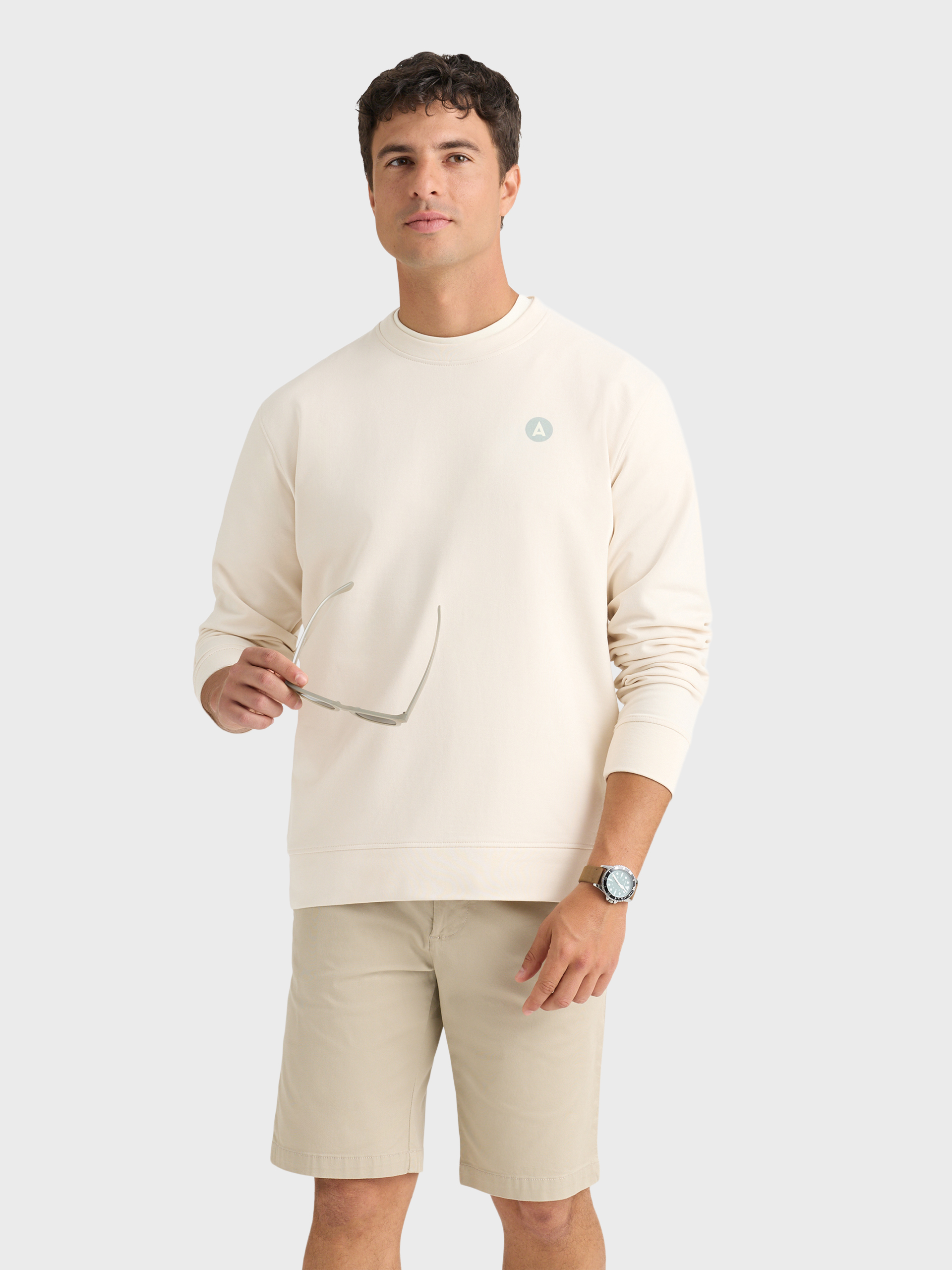 SUDADERA LOGO BEIGE